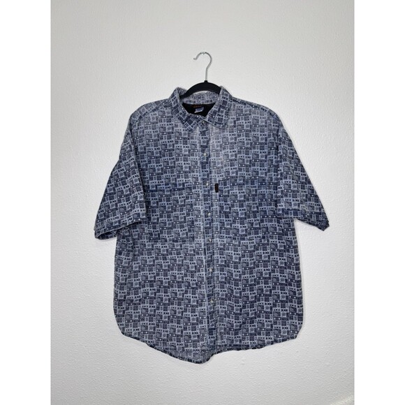 Vintage GRAMICCI Made USA XL Blue Vented Nylon SS Light Weight Button Up *FLAW* - Picture 1 of 16